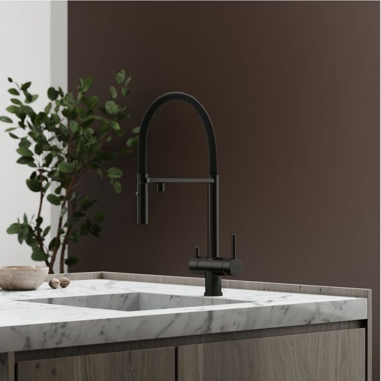 Смеситель для кухни Sancos Imola с гибким изливом, цвет матовый черный/черный, SC4010MB