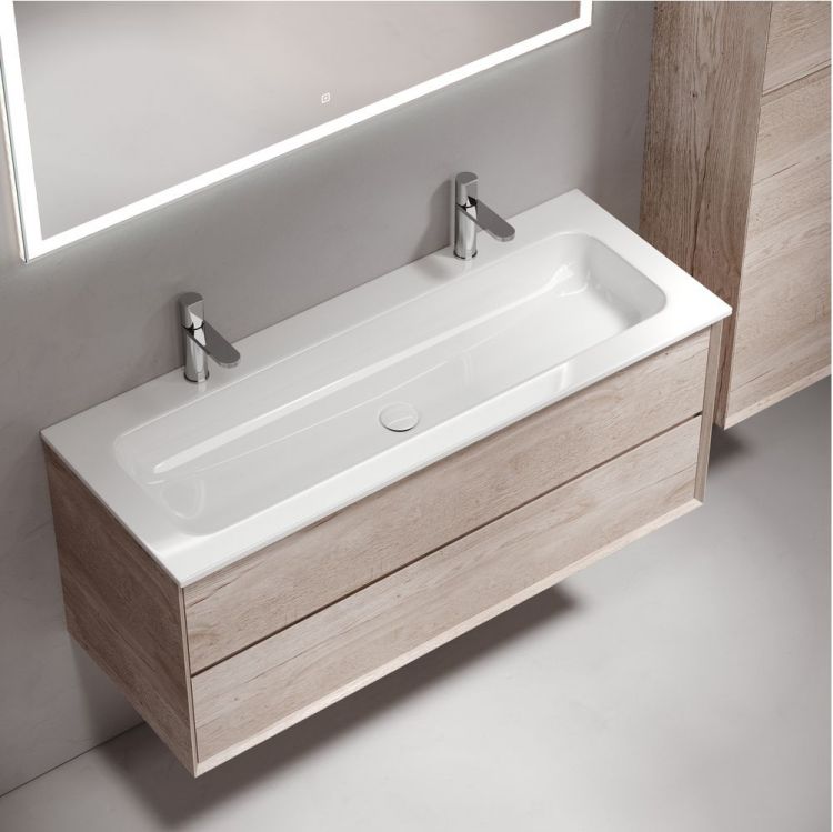 Тумба подвесная SANCOS под раковину Marmi 2.0, дуб галифакс натуральный 1195х445х520, MR2.0120EG