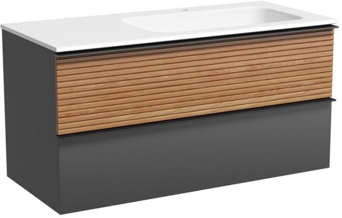 Тумба подвесная SANCOS под раковину правая Delta, Дуб красный/графит 995х445х500, DL100RGR