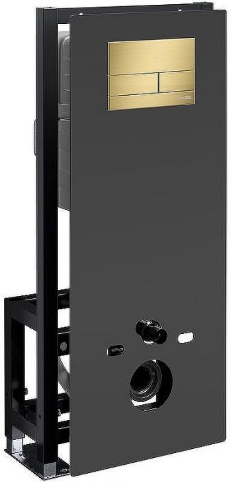 Инсталляция WasserKRAFT Glan 66TLT.010.ME.BL.MG04 для унитаза Черное стекло с клавишей смыва Золото матовое