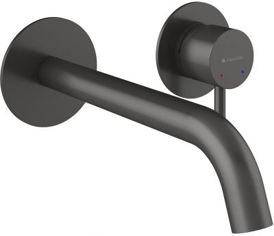Смеситель для раковины настенного монтажа со скрытой частью AQUEDUTO CANO,  оружейная сталь (CAN0445)