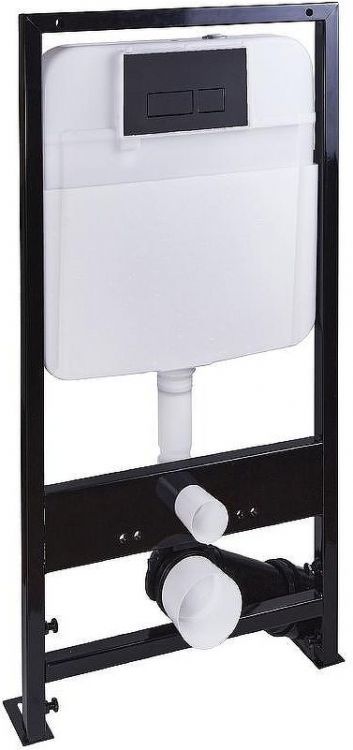 Комплект унитаза с инсталляцией SantiLine SL-5027MB+SL-04 с сиденьем Микролифт и Черной матовой клавишей смыва Комплект унитаза с инсталляцией SantiLine SL-5027MB+SL-04 с сиденьем Микролифт и Черной матовой клавишей смыва