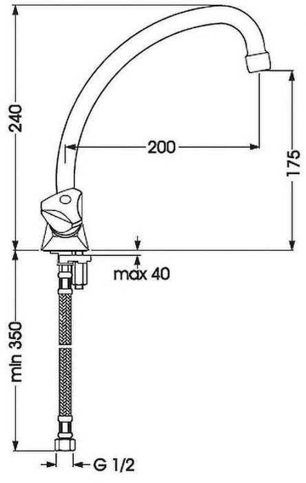 Смеситель для кухни Melodia della vita Dinatro MDV40105 Хром