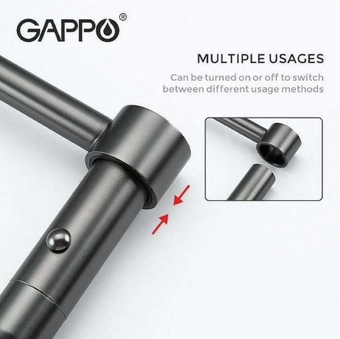 Смеситель для кухни Gappo G4398-51 Графит Черный
