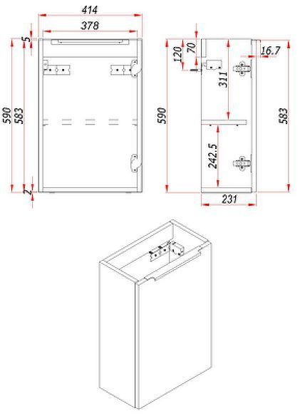 Тумба под раковину ЗОВ Монови Слим 40 MS40G подвесная цвет Антрацит