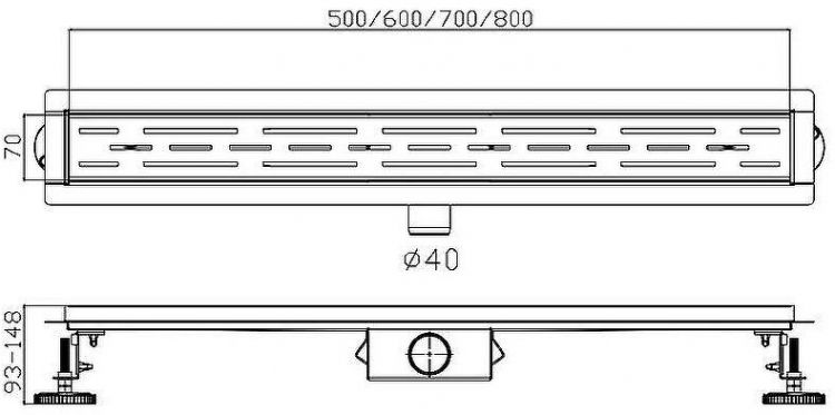 Душевой лоток Haiba 600x70 HB91600 с решеткой Сатин