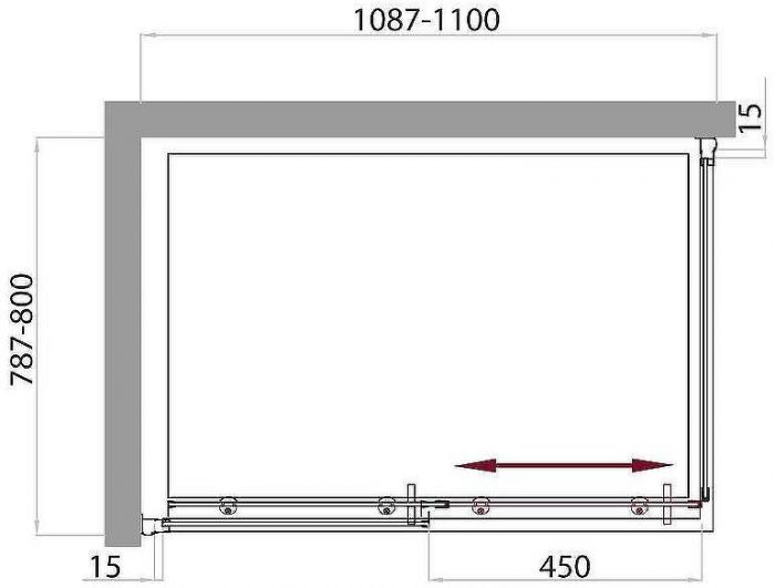 Душевой уголок BelBagno Uno 110x80 UNO-AH-1-110/80-C-Cr профиль Хром стекло прозрачное