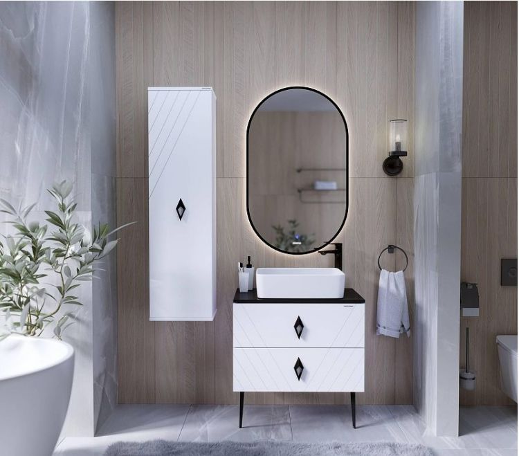 Шкаф пенал Grossman Вива 35 303511 подвесной цвет Белый глянцевый