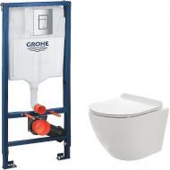 Комплект унитаза AQUAme AQM2002 с инсталляцией Grohe Rapid SL 38772001 с сиденьем Микролифт и клавишей смыва Хром