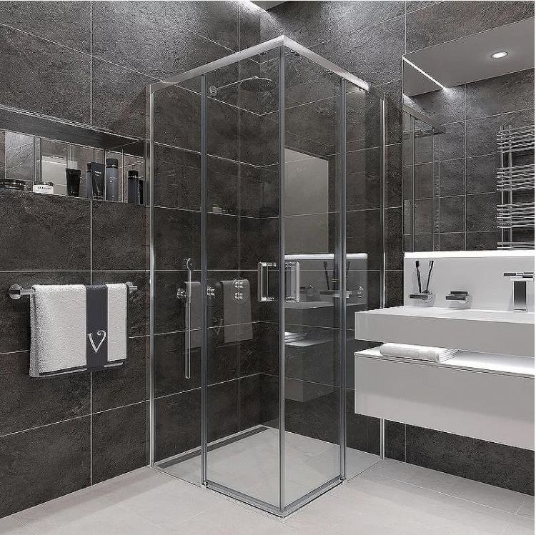 Душевой уголок Veconi Rovigo RV-47 100x100 RV47-100-01-C4 профиль Хром стекло прозрачное