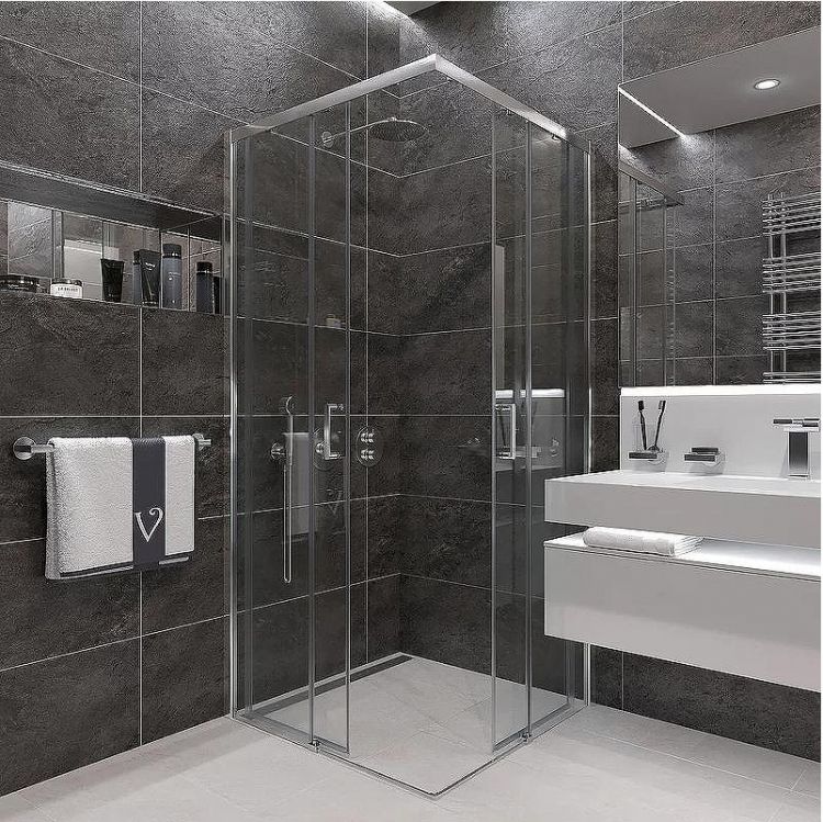 Душевой уголок Veconi Rovigo RV-47 100x100 RV47-100-01-C4 профиль Хром стекло прозрачное