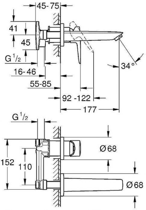 Смеситель для раковины Grohe BauLoop 20289001 Хром