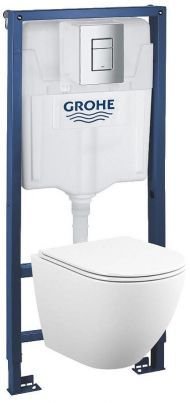 Комплект унитаза с инсталляцией Grohe Rapid SL 39181001 цвет Белый с сиденьем Микролифт и клавишей смыва цвет Хром
