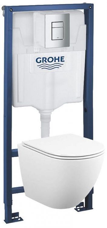 Комплект унитаза с инсталляцией Grohe Rapid SL 39181001 цвет Белый с сиденьем Микролифт и клавишей смыва цвет Хром