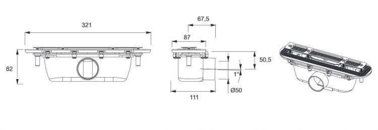 E62623-NF Сифон для душевого поддона SURFACE, 5 см