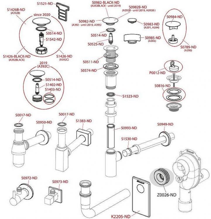 Донный клапан Alcaplast A392-G-P click-clack Золото глянец