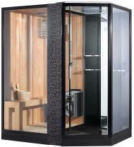 Душевая кабина Orans 180x130 L 89103lb с сауной профиль Черный стекло прозрачное