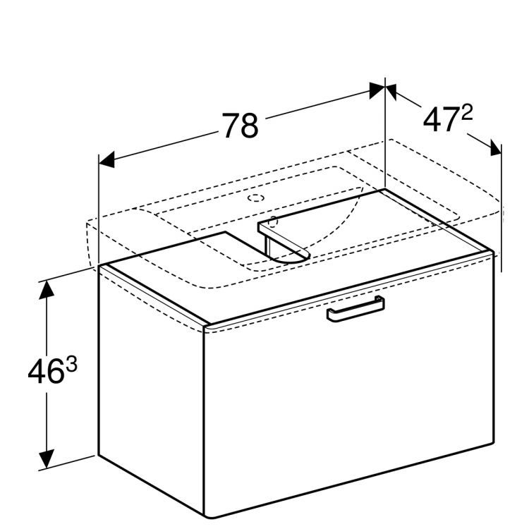 Тумба под раковину Geberit Renova Plan 780 мм, белый [879090000]