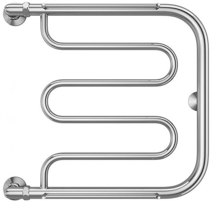 Водяной полотенцесушитель Terminus Фокстрот (1) 500x500 4620768881282 с полкой цвет Хром, боковое подключение, G 1" НР