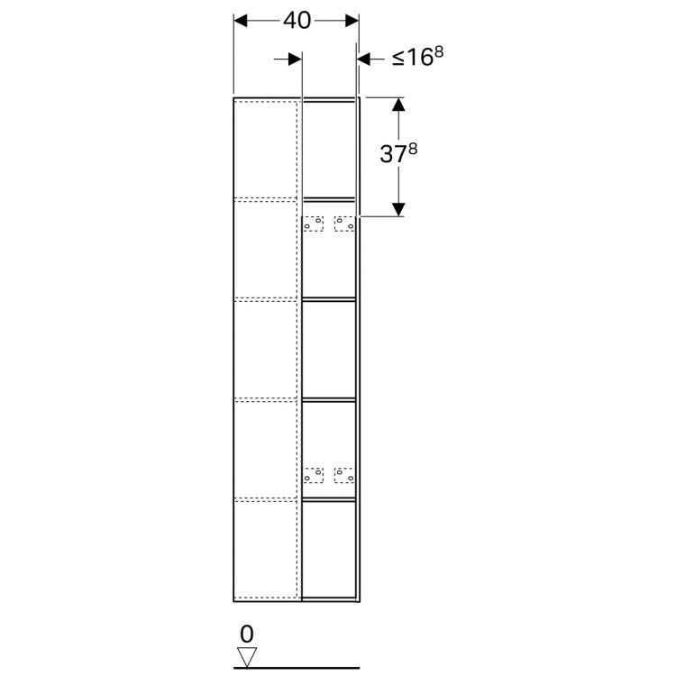 Пенал для ванной Geberit Citterio боковой с зеркалом, 40х160х25, светлый дуб [500.569.JI.1]