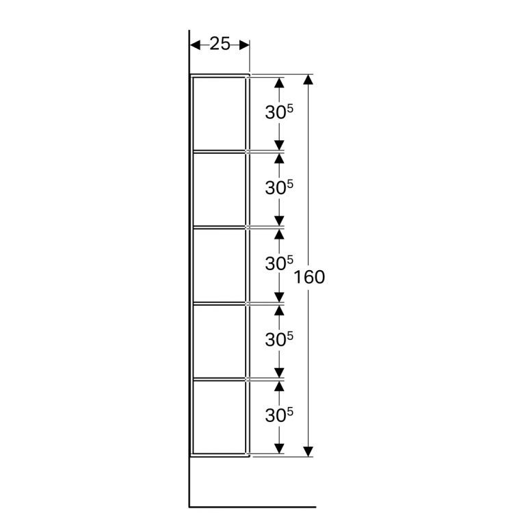 Пенал для ванной Geberit Citterio боковой с зеркалом, 40х160х25, светлый дуб [500.569.JI.1]