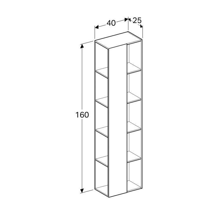 Пенал для ванной Geberit Citterio боковой с зеркалом, 40х160х25, светлый дуб [500.569.JI.1]
