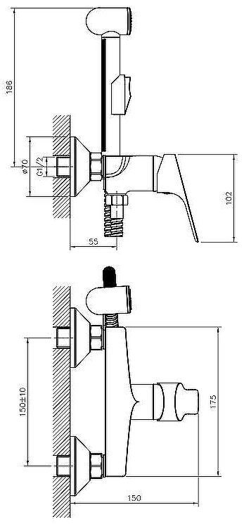 Гигиенический душ со смесителем Rossinka RS29-52 Хром