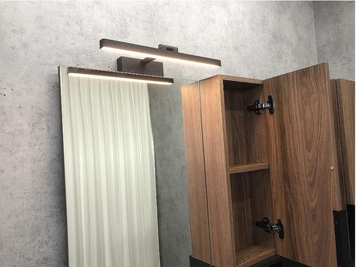 Зеркало со шкафом Comforty Штутгарт 75 00004151037 Дуб темно-коричневый Черное матовое