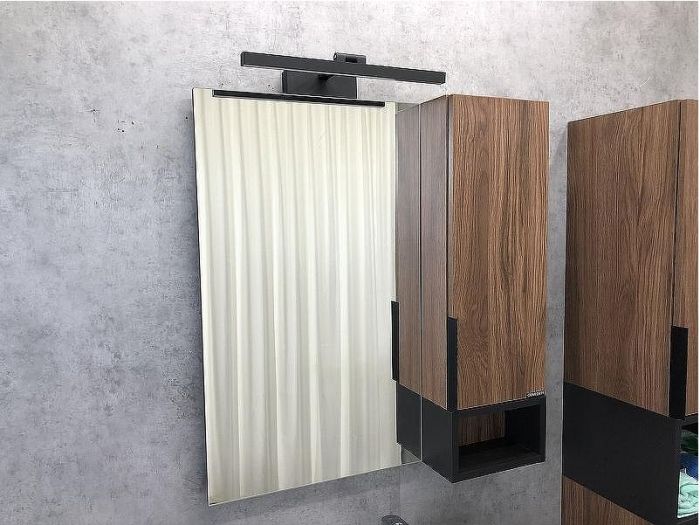 Зеркало со шкафом Comforty Штутгарт 75 00004151037 Дуб темно-коричневый Черное матовое