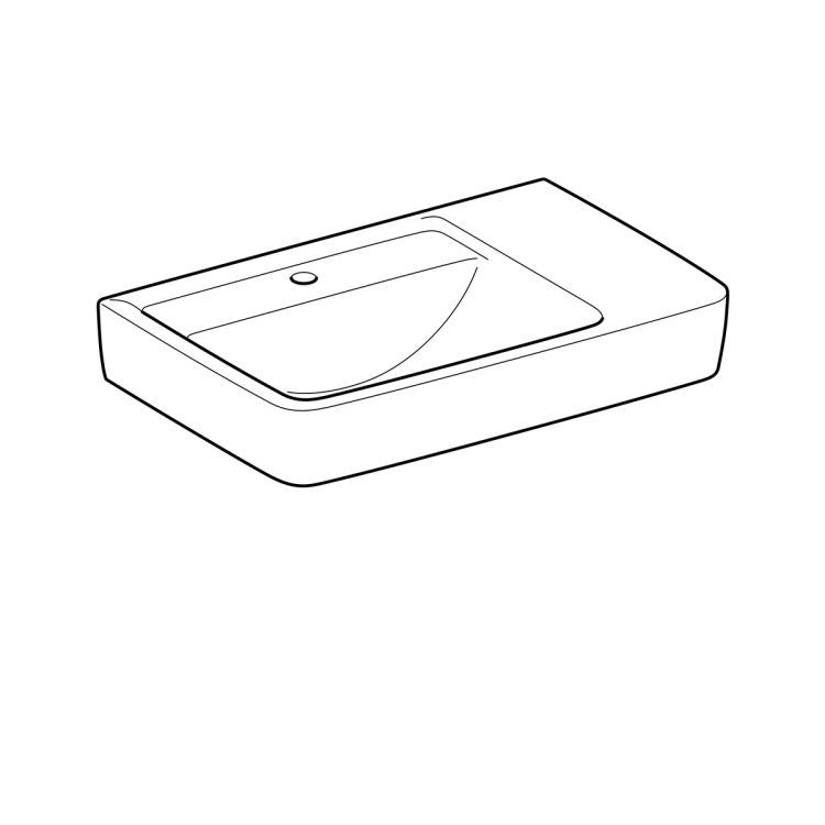 Раковина Geberit Renova Plan с полочкой справа, 75х48 см, с отв. под смеситель, без перелива [122183000]