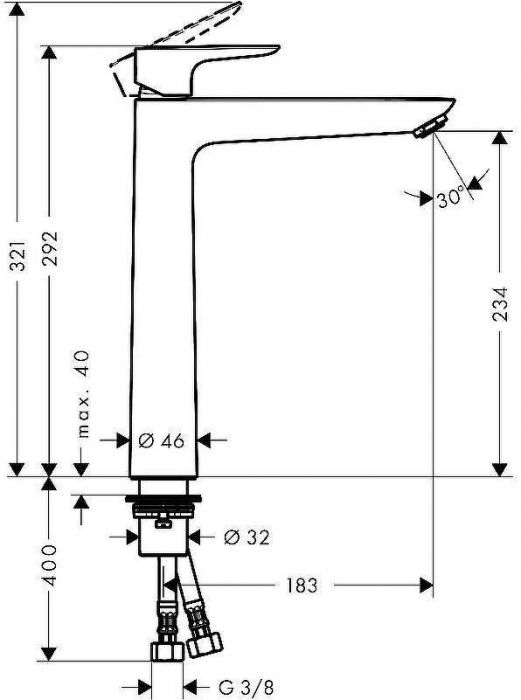 Смеситель для раковины Hansgrohe Talis E 71717670 Черный матовый