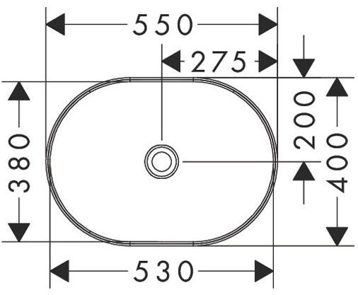 Hansgrohe Xuniva U Раковина-чаша 55х40см., без отв., накладная, без перелива, цвет: белый