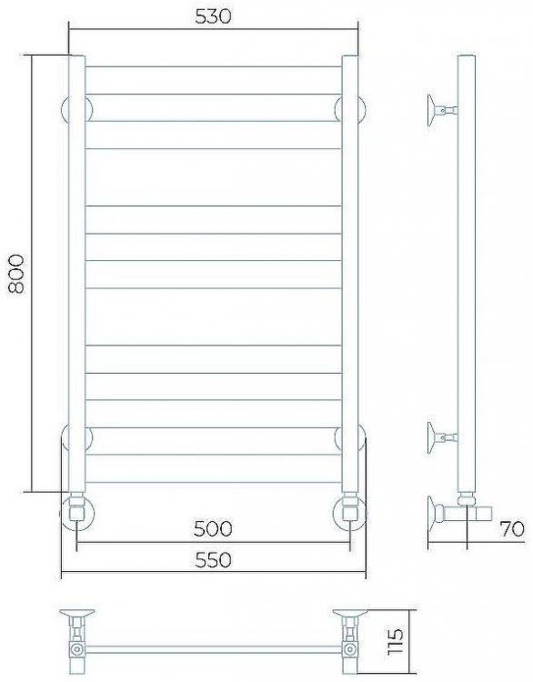 Водяной полотенцесушитель Larusso Солар П7 500x800 4670078535740 Хром