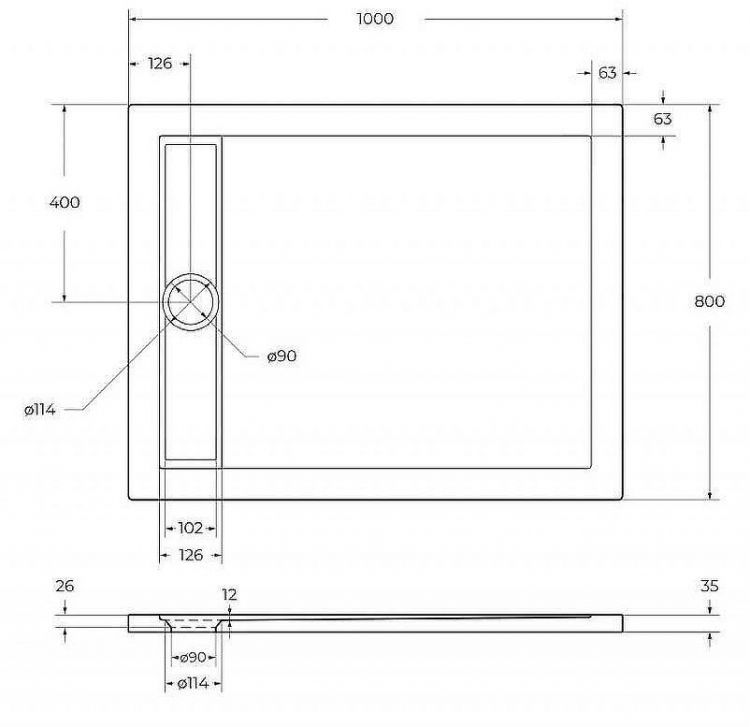 Акриловый поддон для душа BelBagno Due 100x80 TRAY-BB-DUE-AH-100/80-4-W0 Белый