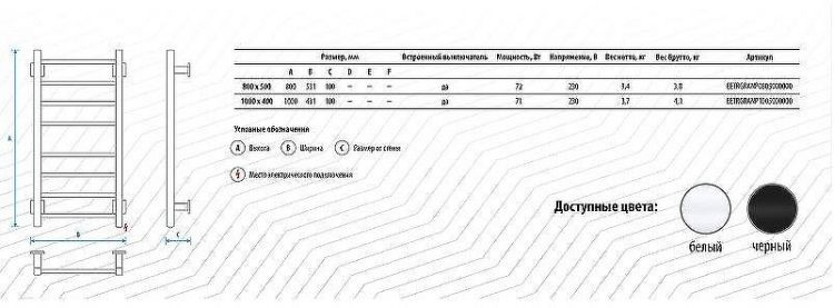 Электрический полотенцесушитель Energy Grand P 800x500 EETRGRANP0805000000 Хром