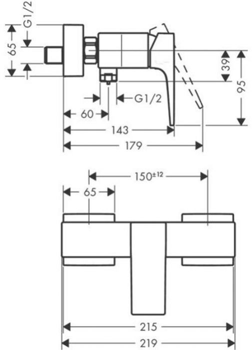 Hansgrohe Metropol Смеситель для душа,однорычажный, настенный, цвет: хром