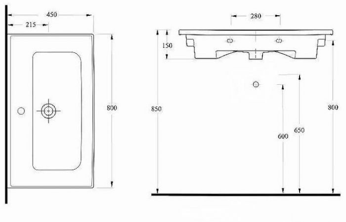 Раковина beWash Ontario 80 35831101 Белый глянец