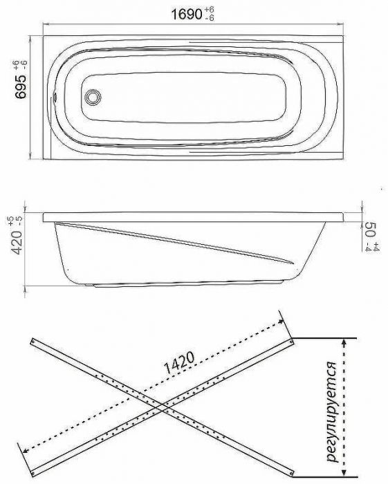 Акриловая ванна Triton 1Acreal Европа 170x70 Щ0000040925 без гидромассажа