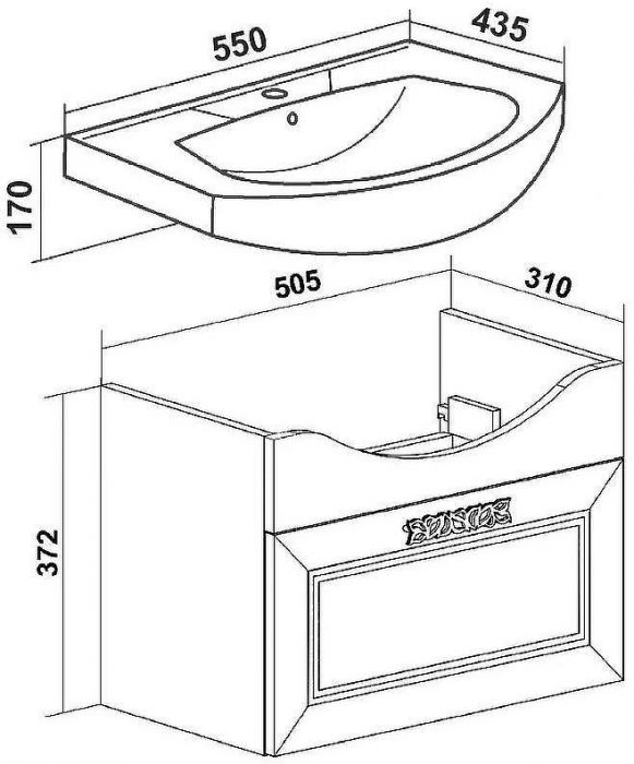Тумба под раковину Runo Монро 55 00-00000458 подвесная Белая
