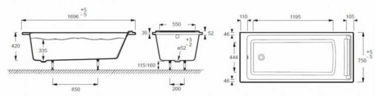 Акриловая ванна Jacob Delafon Spacio 170х75 E6D010RU-00 с подголовником