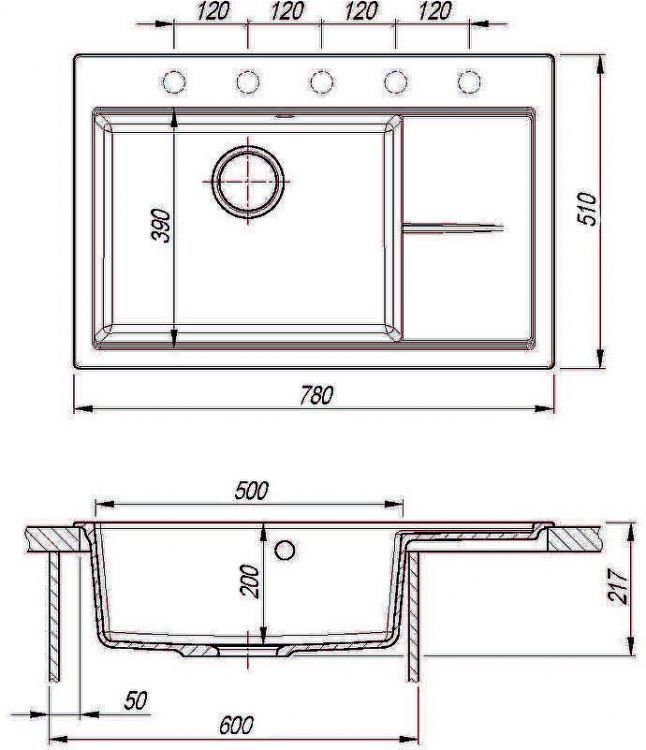 Кухонная мойка Florentina Россана-780 20.500.C0780.307 Серый шелк