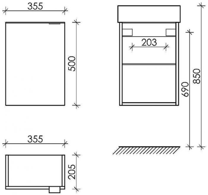 Тумба под раковину Sancos Mini 37 L MN35EGL подвесная Дуб Галифакс натуральный
