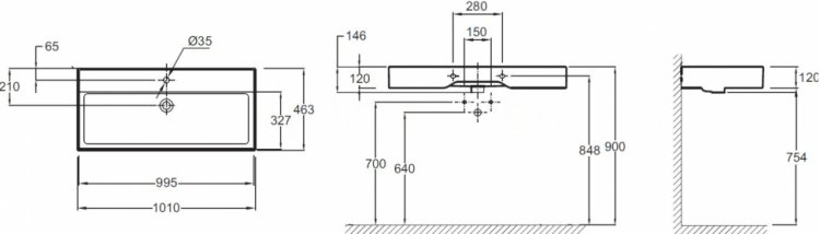 Раковина Jacob Delafon Vivienne 100 см EXBJ112-00, белый