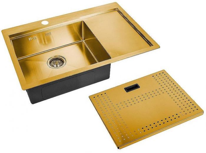 Кухонная мойка ZorG Master 78 ZM N-7852-L BRONZE с накладкой Бронза