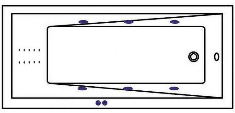 Акриловая ванна Whitecross Wave Slim 170x75 0111.170075.100.LINENANO.GL с гидромассажем