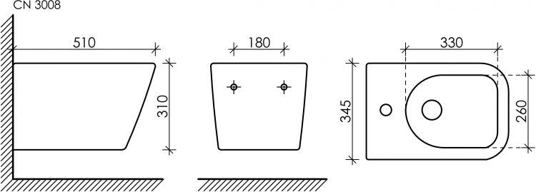 Подвесное биде CERAMICANOVA Metric CN3008