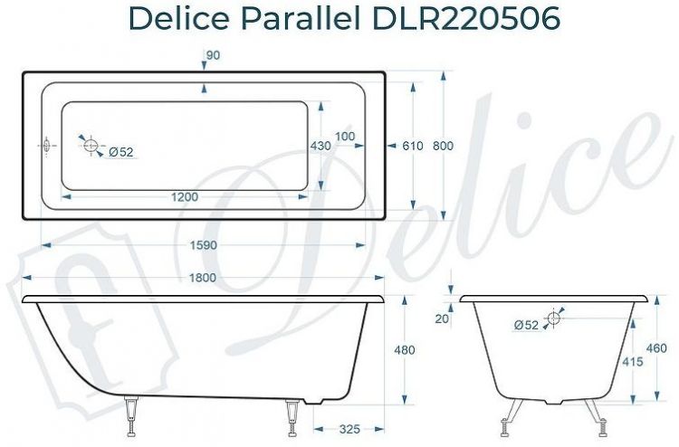 Чугунная ванна Delice Parallel 180х80 DLR220506 без отверстий под ручки и антискользящего покрытия Чугунная ванна Delice Parallel 180х80 DLR220506 без отверстий под ручки и антискользящего покрытия
