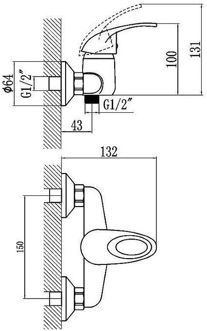 Смеситель для душа Fmark FM3003 цвет Хром