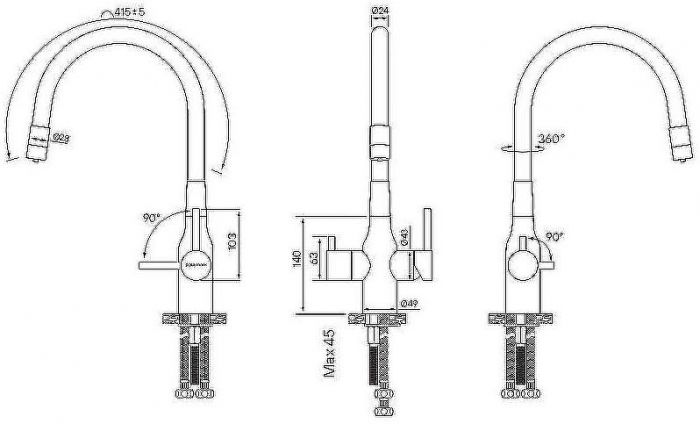 Смеситель для кухни Paulmark Salix Sa213419-G Золото