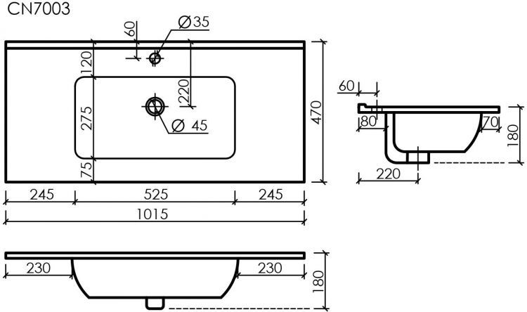 Раковина накладная SANCOS Element, белый 1010х465х180мм, CN7003